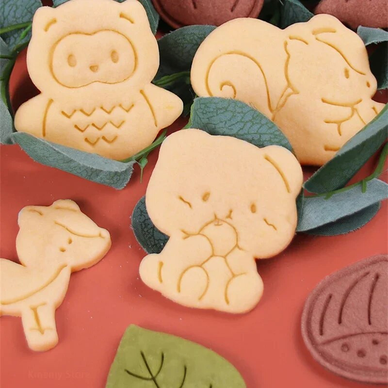 Rudens lapai Voverė Pelėda Lapė Raštas 3D Sausainių Pelėsiai Padėkos Kaštonai Kankorėžiai Fondantas sausainių pjaustyklės formų kepimo įrankis
