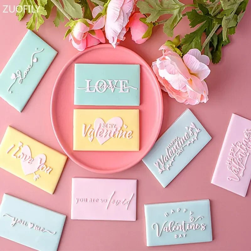 Su Valentino diena Meilės laiškas sausainis Reljefinis pelėsis Meilės širdelė Fondant torto dekoravimo įrankiai Rankų darbo dovanų kepimo reikmenys