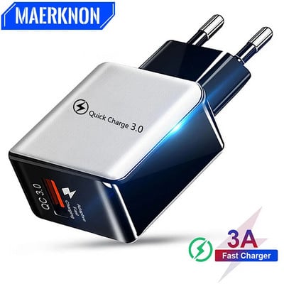 18 W Quick Charge 3.0 iPhone 11 Pro Max EL/USA pistikupesaga mobiiltelefoni laadija Samsung S20 Plus kiirlaadimiseks mõeldud seina-USB-laadijatele