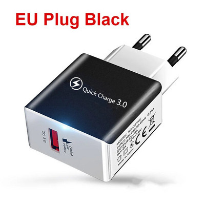 18 W Quick Charge 3.0, skirtas iPhone 11 Pro Max EU/US Plug Mobile Phone Charger for Samsung S20 Plus greito įkrovimo sieniniams USB įkrovikliams