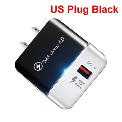 18 W Quick Charge 3.0, skirtas iPhone 11 Pro Max EU/US Plug Mobile Phone Charger for Samsung S20 Plus greito įkrovimo sieniniams USB įkrovikliams