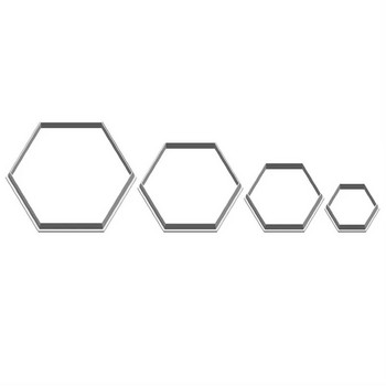 Четири спецификации Анимационна геометрична фигура, шестоъгълник, пластмасова форма, инструмент за фондан за торта, бисквити суши и резачки за плодове