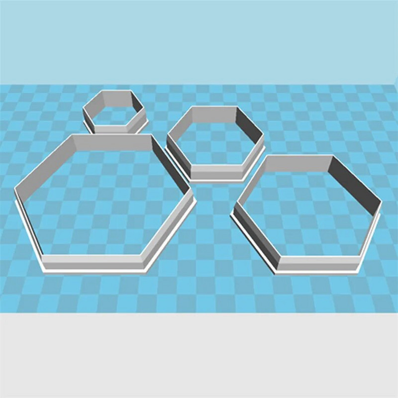 Keturių specifikacijų animacinių filmų geometrinė figūra, šešiakampis, plastikinė forma, torto fondant įrankis, sausainių suši ir vaisių pjaustyklės