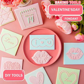2023 Καρδιά Φοντάν για την Ημέρα του Αγίου Βαλεντίνου Εκτύπωση σφραγίδας Cartoon Lips Love Letter XOXO Cookie Cutter Φόρμα κέικ DIY Φόρμα ψησίματος