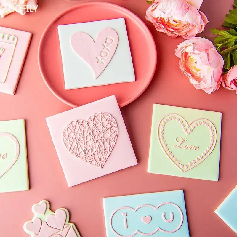 2023 Καρδιά Φοντάν για την Ημέρα του Αγίου Βαλεντίνου Εκτύπωση σφραγίδας Cartoon Lips Love Letter XOXO Cookie Cutter Φόρμα κέικ DIY Φόρμα ψησίματος