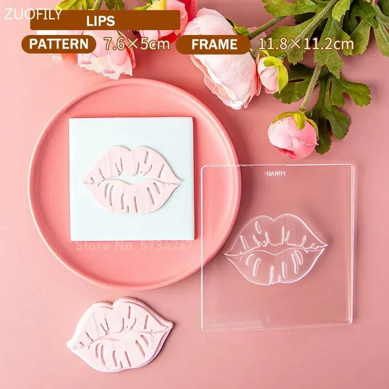 2023 Καρδιά Φοντάν για την Ημέρα του Αγίου Βαλεντίνου Εκτύπωση σφραγίδας Cartoon Lips Love Letter XOXO Cookie Cutter Φόρμα κέικ DIY Φόρμα ψησίματος
