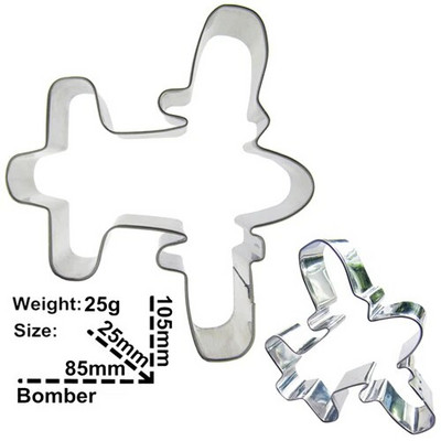 Lėktuvų serija, malūnsparnis, NSO, naikintuvas, milžiniški bombonešiai, daržovių ir vaisių pyragų dekoravimo įrankiai, sausainių pjaustyklės kepimo forma