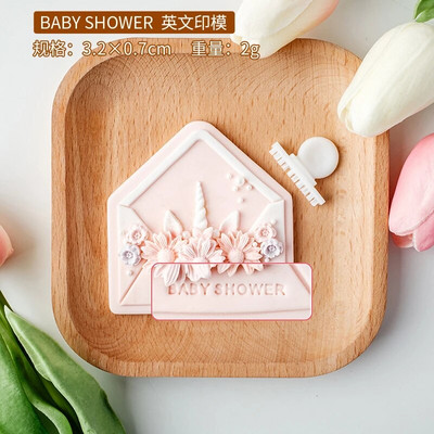 Kūdikių dušo sausainių pjaustyklė Rožinė princesės mergaitės gimtadienis Kūdikio lovelės torto dekoravimo įrankiai Fondantas sausainių desertas reljefinis formos antspaudas