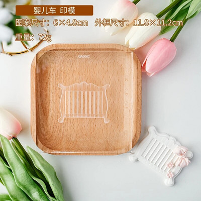 Kūdikių dušo sausainių pjaustyklė Rožinė princesės mergaitės gimtadienis Kūdikio lovelės torto dekoravimo įrankiai Fondantas sausainių desertas reljefinis formos antspaudas