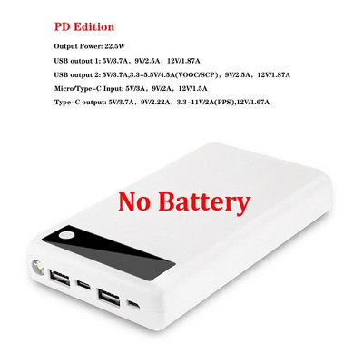 Ekranas Power Bank Shell Micro Type-c įvestis 6*18650 baterijos išorinis įkroviklis „pasidaryk pats Powerbank Box“ išorinis dėklas