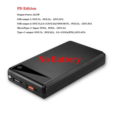 Ekranas Power Bank Shell Micro Type-c įvestis 6*18650 baterijos išorinis įkroviklis „pasidaryk pats Powerbank Box“ išorinis dėklas
