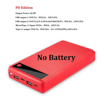 Ekranas Power Bank Shell Micro Type-c įvestis 6*18650 baterijos išorinis įkroviklis „pasidaryk pats Powerbank Box“ išorinis dėklas