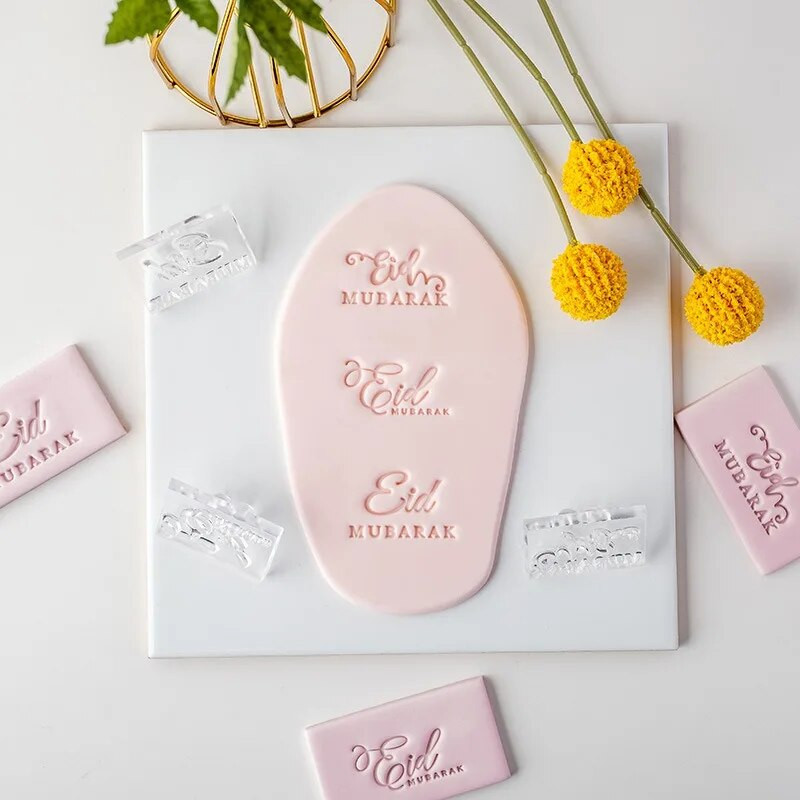Eid Mubarako laiškų sausainių antspaudas islamo ramadano desertas, dekoratyvinis raštas sausainių formavimas, konditerijos gaminių pjaustymo įrankis