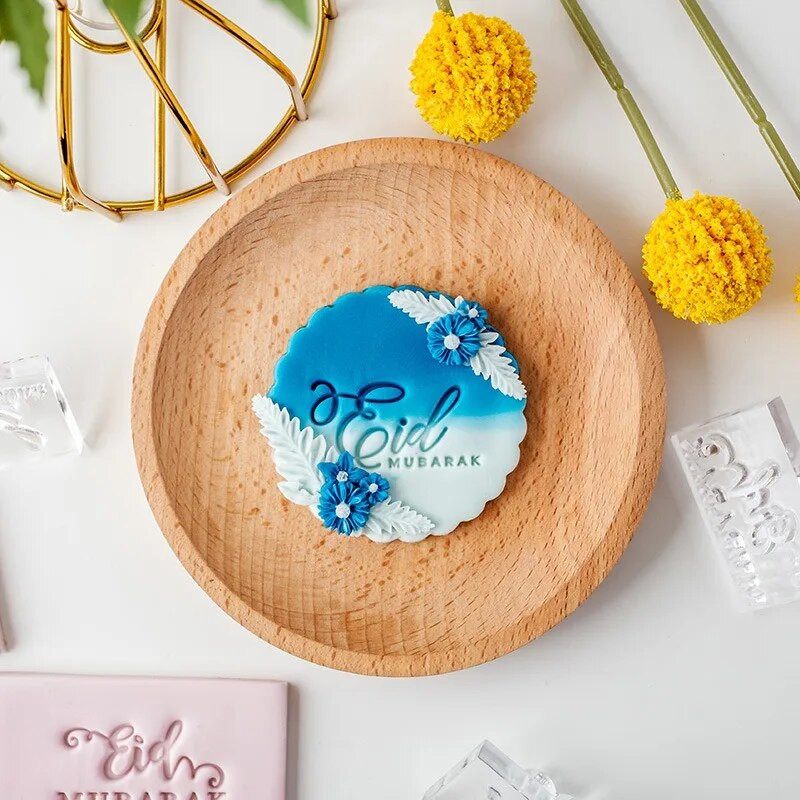 Eid Mubarako laiškų sausainių antspaudas islamo ramadano desertas, dekoratyvinis raštas sausainių formavimas, konditerijos gaminių pjaustymo įrankis