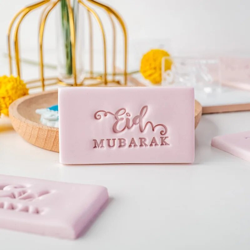 Eid Mubarako laiškų sausainių antspaudas islamo ramadano desertas, dekoratyvinis raštas sausainių formavimas, konditerijos gaminių pjaustymo įrankis