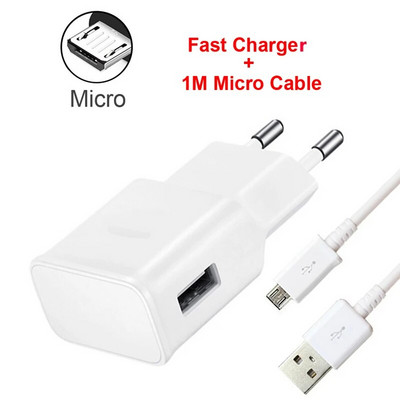 Greitas sieninis adapteris EU Charger Type C Kabelis skirtas A51 A71 A50 A70 OPPO A5 A7 A9 2020 A52 A72 A92 Micro USB C mobiliojo telefono laidas