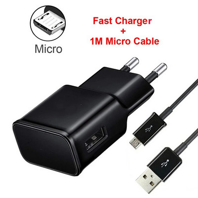 Greitas sieninis adapteris EU Charger Type C Kabelis skirtas A51 A71 A50 A70 OPPO A5 A7 A9 2020 A52 A72 A92 Micro USB C mobiliojo telefono laidas