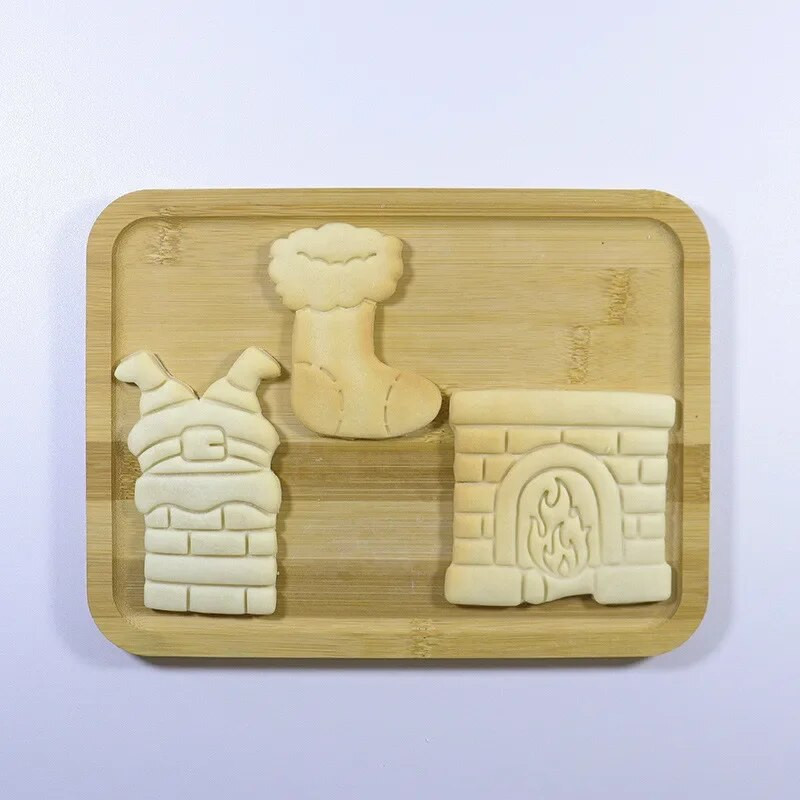 Linksmų kalėdinių sausainių reljefinio formavimo animacinis filmas 3D Kalėdų Senelis Sniego senelis krištolo rutulys Fondant antspaudo pyrago dekoravimo įrankiai kepimui