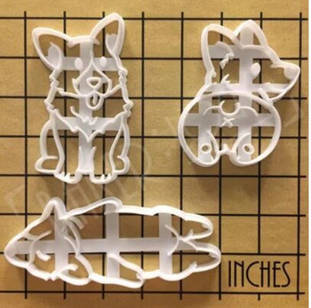 3 Τύπος 3 τεμ./σετ Cute Corgi Cookie Cutters σε σχήμα σκύλου Καλούπι Κουζινικά σκεύη Bakeware DIY