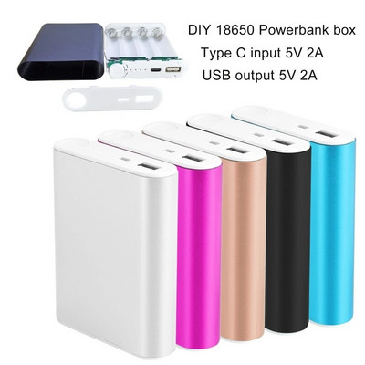 New 4x 18650 Battery Box Case DIY 18650 Power Bank Case Battery Power Shell USB C Input Metal Shell Battery Charge Storage Box