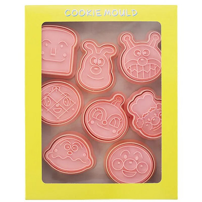 8db/10db/szett Anpanman Süteményvágó forma 3D Rajzfilm Nyomható kekszforma Süteménybélyeg Desszert Vágóbélyeg tészta sütéshez