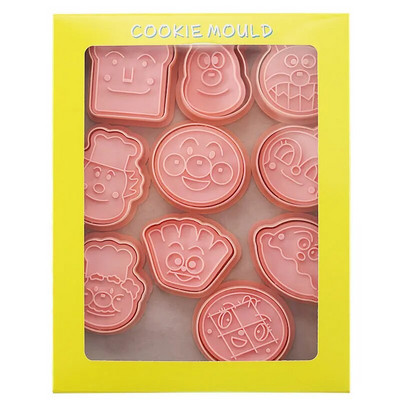 8db/10db/szett Anpanman Süteményvágó forma 3D Rajzfilm Nyomható kekszforma Süteménybélyeg Desszert Vágóbélyeg tészta sütéshez