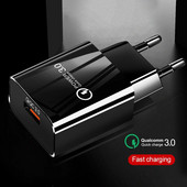 18W 3A greito įkrovimo QC 3.0 USB įkroviklis Fast Charger 3.0 Phone Charger for iPhone, skirtas Huawei Samsung Xiaomi Redmi EU US Plug