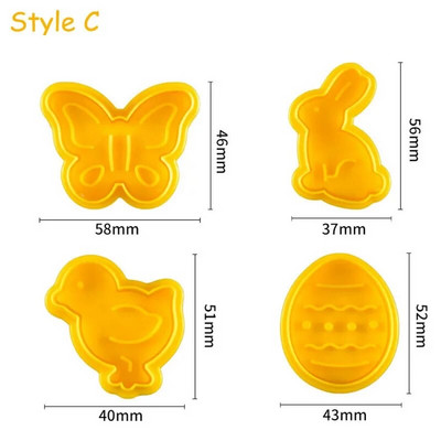 9vnt Velykų zuikis sausainių pjaustyklės stiklainiuko padažas šokoladinis antspaudas pelėsis triušio kiaušinis sausainis fondant reljefas pelėsinis pyrago dekoras kepimo įrankiai