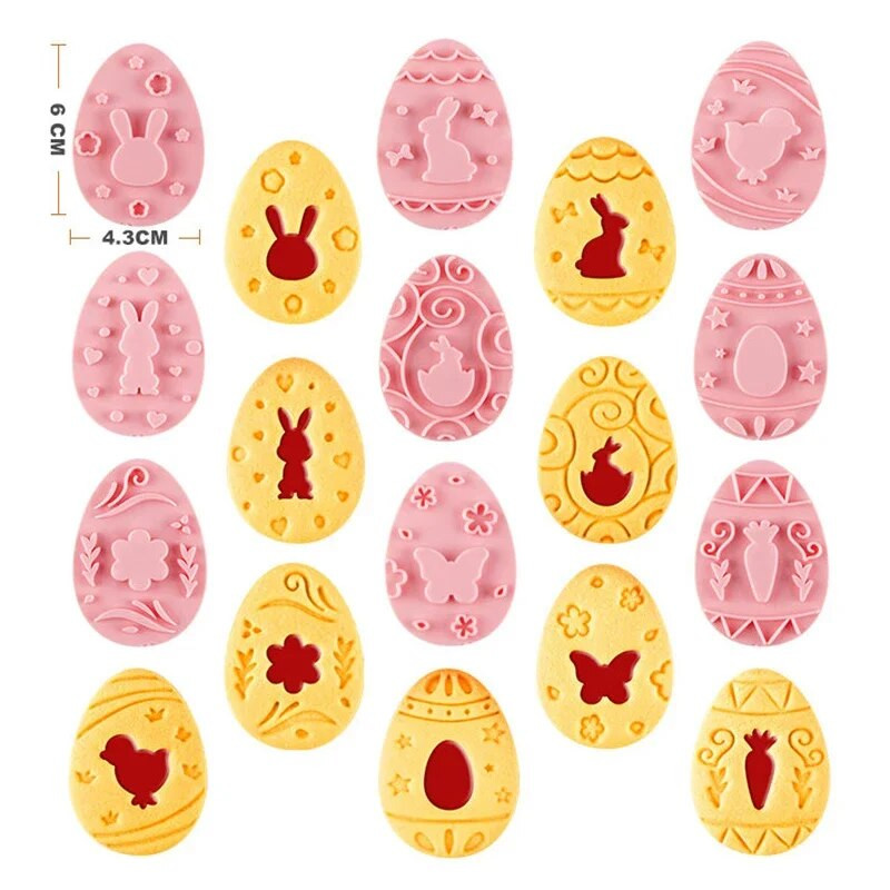 9vnt Velykų zuikis sausainių pjaustyklės stiklainiuko padažas šokoladinis antspaudas pelėsis triušio kiaušinis sausainis fondant reljefas pelėsinis pyrago dekoras kepimo įrankiai