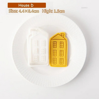 Nauja kalėdinė vila sausainių pjaustyklė animacinių filmų imbierinių meduolių namelis biskvitas fondant reljefinis antspaudai, formos „pasidaryk pats“ pyrago dekoravimo kepimo įrankis