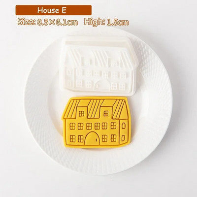 Nauja kalėdinė vila sausainių pjaustyklė animacinių filmų imbierinių meduolių namelis biskvitas fondant reljefinis antspaudai, formos „pasidaryk pats“ pyrago dekoravimo kepimo įrankis