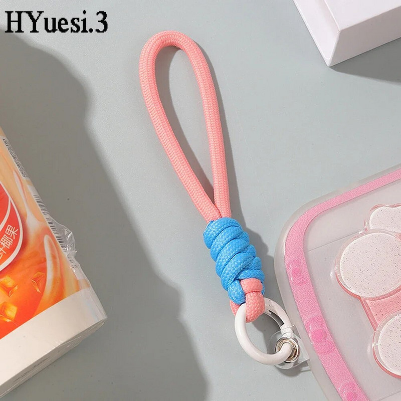 Spalvingas pintas virvelinis raktų pakabukas Unisex apsaugos nuo pametimo riešo dirželis Paracord su raktų pakabuku telefono fotoaparatui U disko buteliuko priedai