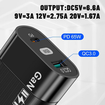 Γρήγορος φορτιστής 65W GaN USB Type C Κινητό τηλέφωνο γρήγορης φόρτισης για iPhone 14 13 12 Pro Max Κονσόλες παιχνιδιών φορητού υπολογιστή PD Charger Adapter