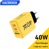 40 W USB C laadija Kahe PD kiirlaadimise 3 pordiga adapter iPhone 15 jaoks Samsung Xiaomi Huawei telefoni kiirlaadija 3.0 seinalaadija