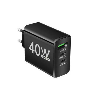 40 W USB C laadija Kahe PD kiirlaadimise 3 pordiga adapter iPhone 15 jaoks Samsung Xiaomi Huawei telefoni kiirlaadija 3.0 seinalaadija