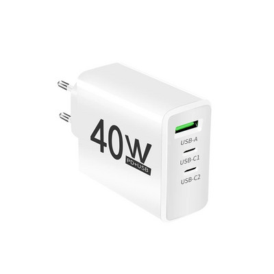 40 W USB C laadija Kahe PD kiirlaadimise 3 pordiga adapter iPhone 15 jaoks Samsung Xiaomi Huawei telefoni kiirlaadija 3.0 seinalaadija