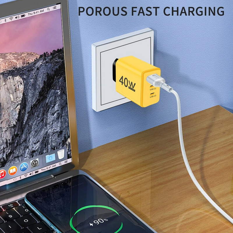 40 W USB C laadija Kahe PD kiirlaadimise 3 pordiga adapter iPhone 15 jaoks Samsung Xiaomi Huawei telefoni kiirlaadija 3.0 seinalaadija