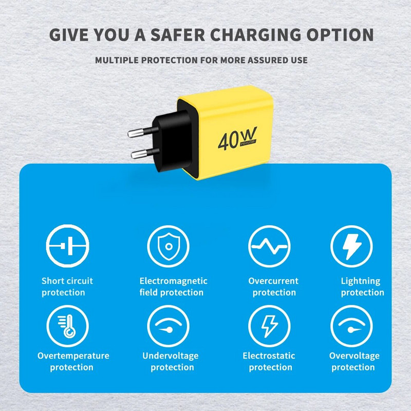 40 W USB C laadija Kahe PD kiirlaadimise 3 pordiga adapter iPhone 15 jaoks Samsung Xiaomi Huawei telefoni kiirlaadija 3.0 seinalaadija