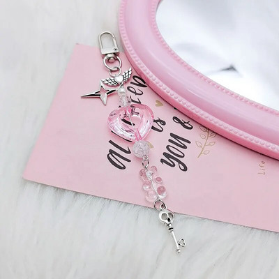 Telefono pakabukas Kawaii raktų pakabukas, skirtas iPhone Samsung mielas aksesuaras, moteriškas dirželis mergaitei.