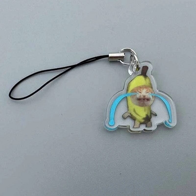 Breloc cu pisică banană pentru studenți Decorații amuzante cu pandantiv pentru șnur Lanț telefon cu farmec pentru pisici Decoruri cu curele anti-pierdere