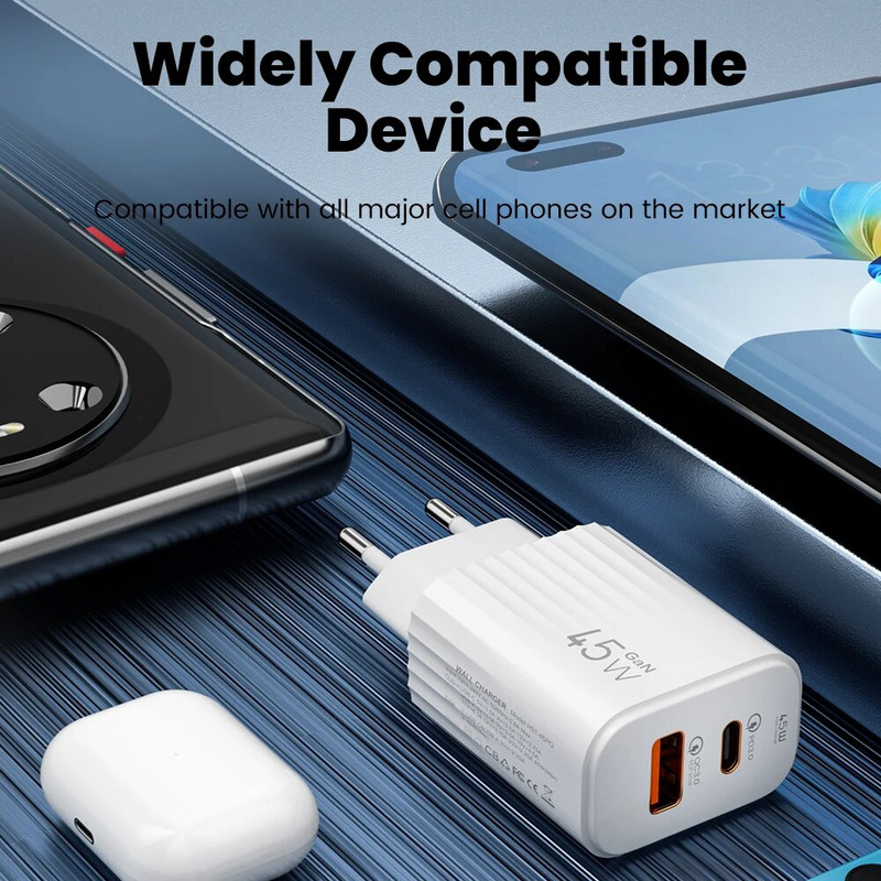 Olaf 45W USB putni punjač za brzo punjenje tipa C QC 3.0 adapteri za Xiaomi Huawei Iphone 15 tablet uređaje