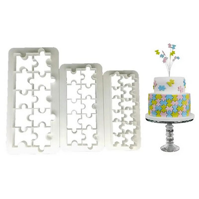 3Pcs/set 3D plastični kolačići u obliku slagalice Rezači za kolačiće Rezač za tost DIY biskvit Posuda za pečenje deserta Kalup za fondant