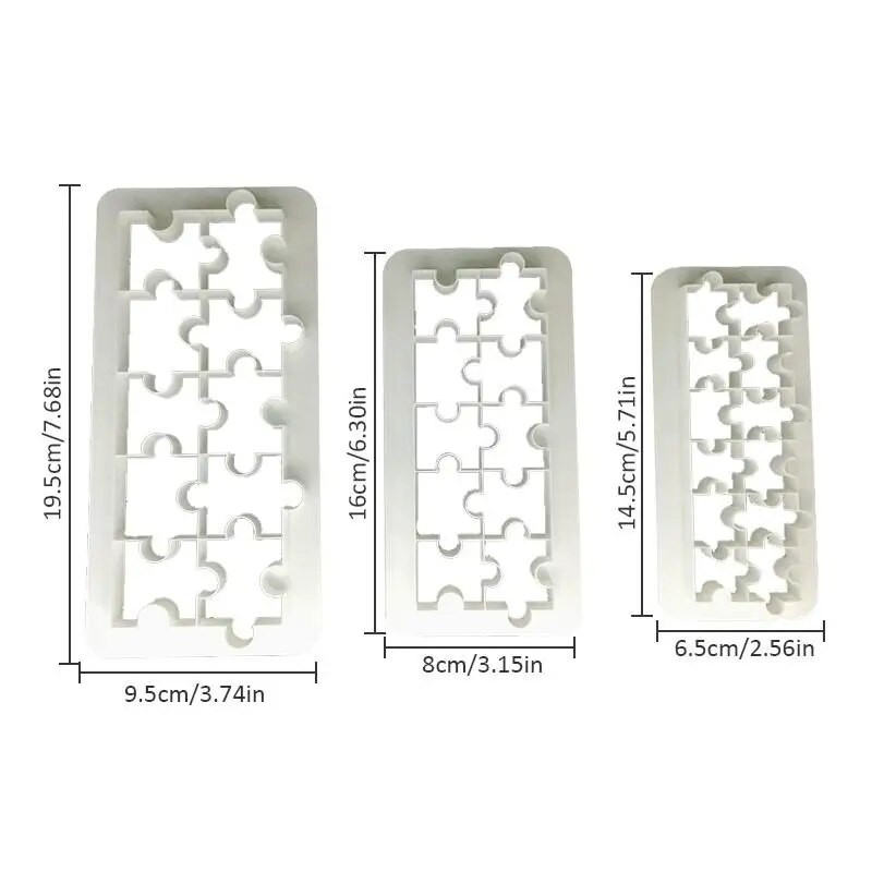 3 vnt./rinkinys 3D plastikinių sausainių dėlionės formos sausainių pjaustyklės skrudintuvų pjaustyklės „pasidaryk pats“ biskvitui desertui kepimo indai Pyrago fondant forma