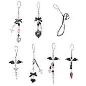 Goth Y2K telefono pakabukas Kawaii raktų pakabukas krepšiui mielas aksesuaras, moteriškas gitaros dirželis, karoliukais papuoštas raktų pakabukas