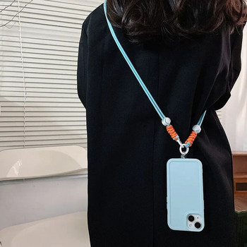 Връзка за презрамки през рамо, ключодържател, ключодържател, регулируемо плетено въже с резервна лепенка за аксесоари за мобилни телефони