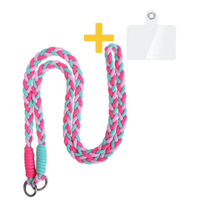 Kryžminio telefono dirželio kaklo ir riešo dirželis, skirtas telefono dėklui, apsaugantis nuo pametimo, su pakeitimo blokeliu daugeliui išmaniųjų telefonų