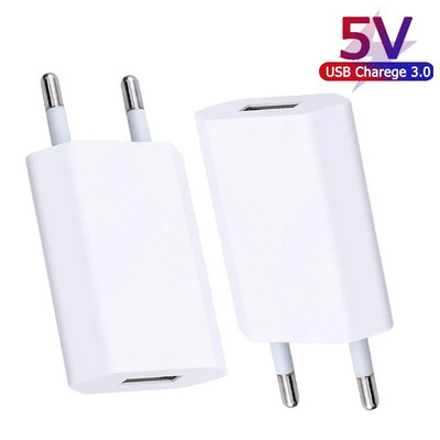 Универсален 5V 1A EU Plug USB3.0 Бързо зареждане на мобилен телефон Стенен адаптер за захранване за IPhone14 13 Samsung Xiaomi зарядно