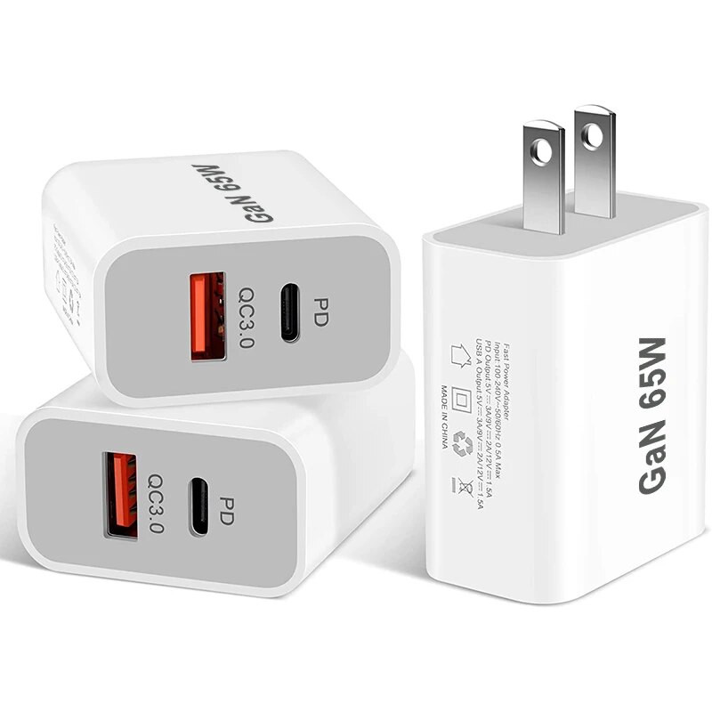 Φορτιστής USB C 65W Φορτιστής κινητού τηλεφώνου γρήγορης φόρτισης για iPhone 14 Pro Xiaomi Huawei Samsung Φορτιστής τοίχου 2 θυρών QC3.0