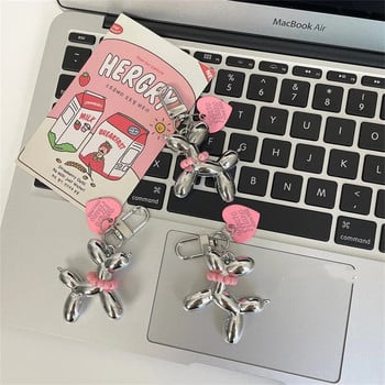 Корейски сладък 3D балон куче ключодържател за автомобилни ключове Аксесоари за iPhone Модерен ключодържател сърце Дамска чанта Чанта Висулка Ключодържатели