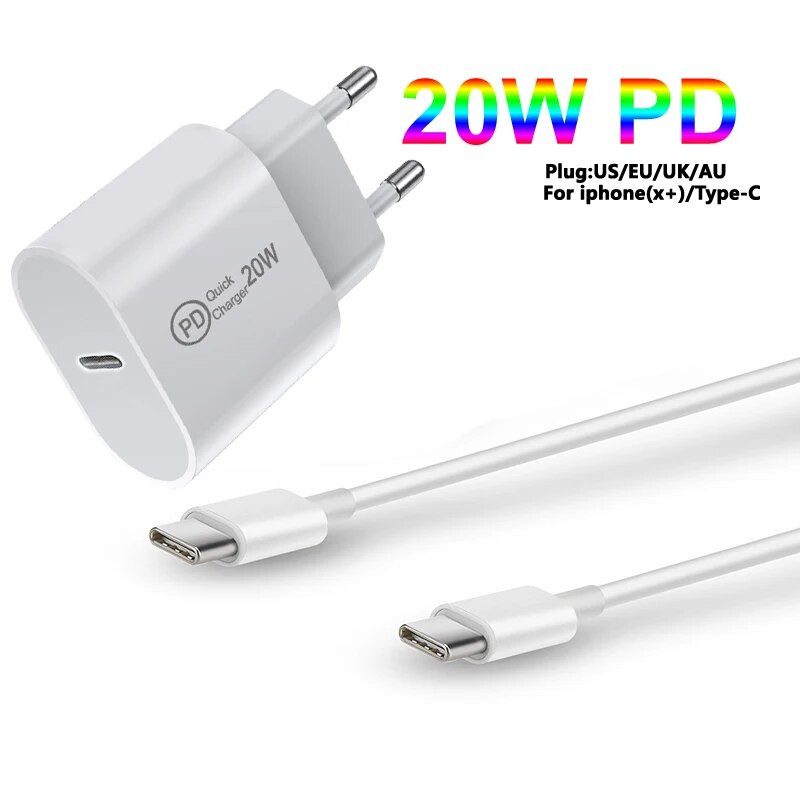 20W Charger Block Καλώδιο USB-C Συμβατό για iphone Samsung iPad 10, Air4/5, Mini6, Pro Type C τροφοδοτικό κινητού τηλεφώνου Charge Bric